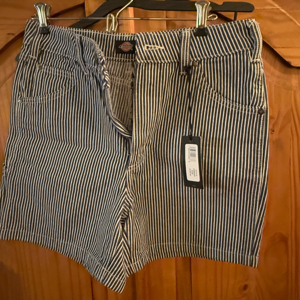 Dickies Blue and White Striped Shorts